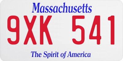 MA license plate 9XK541