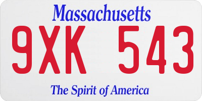 MA license plate 9XK543