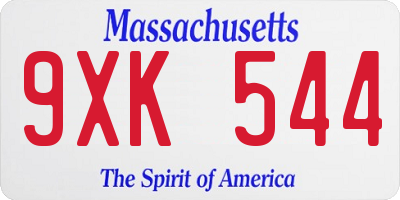 MA license plate 9XK544