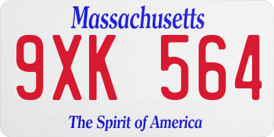 MA license plate 9XK564