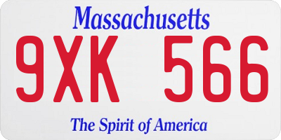 MA license plate 9XK566
