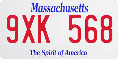MA license plate 9XK568