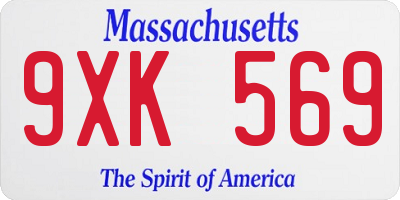MA license plate 9XK569