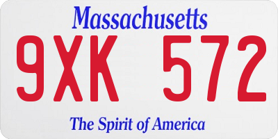 MA license plate 9XK572
