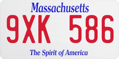 MA license plate 9XK586