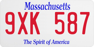 MA license plate 9XK587