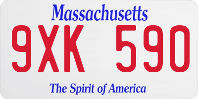 MA license plate 9XK590