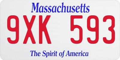 MA license plate 9XK593