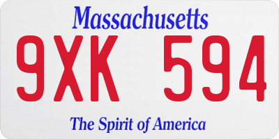 MA license plate 9XK594