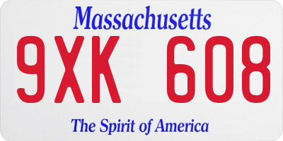 MA license plate 9XK608