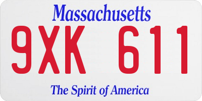 MA license plate 9XK611