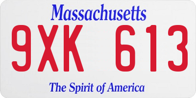 MA license plate 9XK613