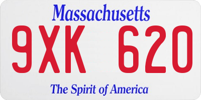 MA license plate 9XK620
