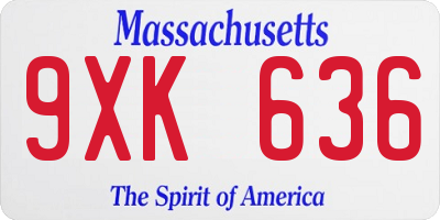 MA license plate 9XK636