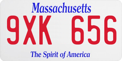 MA license plate 9XK656