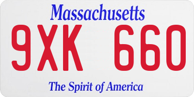 MA license plate 9XK660