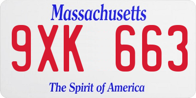 MA license plate 9XK663