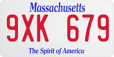 MA license plate 9XK679