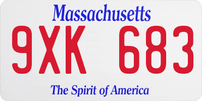 MA license plate 9XK683