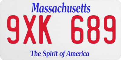 MA license plate 9XK689