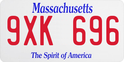 MA license plate 9XK696