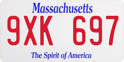 MA license plate 9XK697