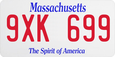 MA license plate 9XK699