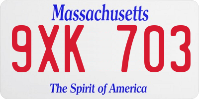 MA license plate 9XK703