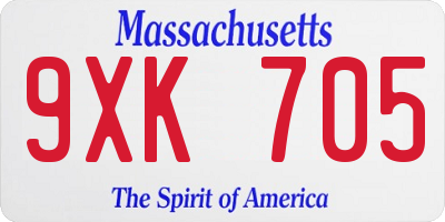 MA license plate 9XK705
