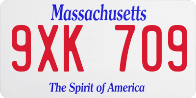 MA license plate 9XK709