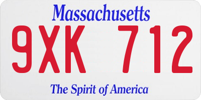 MA license plate 9XK712