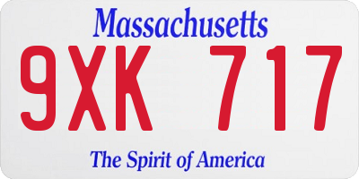 MA license plate 9XK717