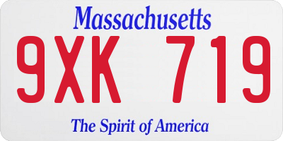 MA license plate 9XK719