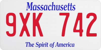 MA license plate 9XK742