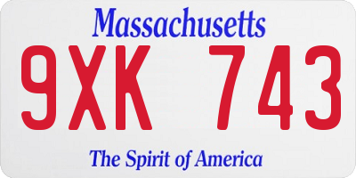 MA license plate 9XK743