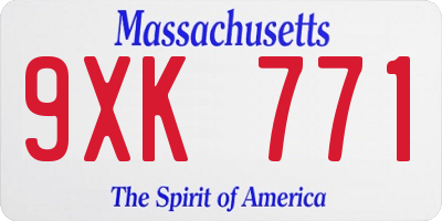 MA license plate 9XK771