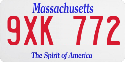MA license plate 9XK772