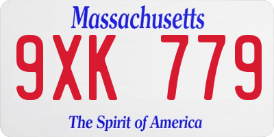 MA license plate 9XK779