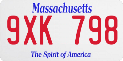 MA license plate 9XK798