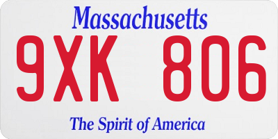 MA license plate 9XK806