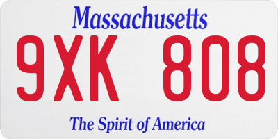 MA license plate 9XK808