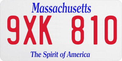 MA license plate 9XK810