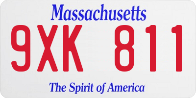 MA license plate 9XK811