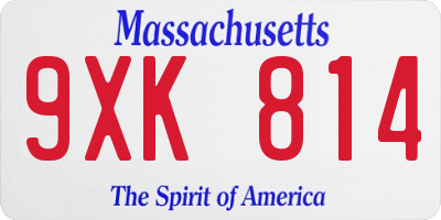 MA license plate 9XK814