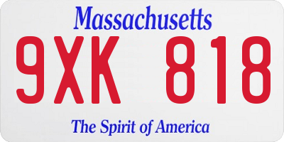 MA license plate 9XK818