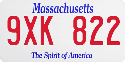 MA license plate 9XK822