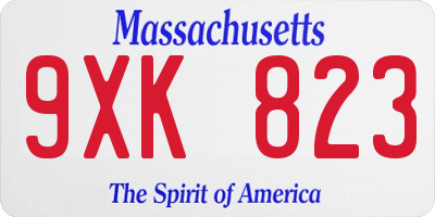 MA license plate 9XK823