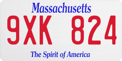 MA license plate 9XK824