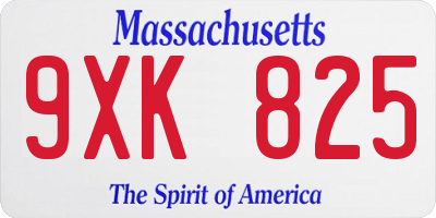 MA license plate 9XK825