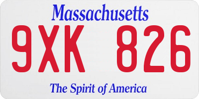 MA license plate 9XK826